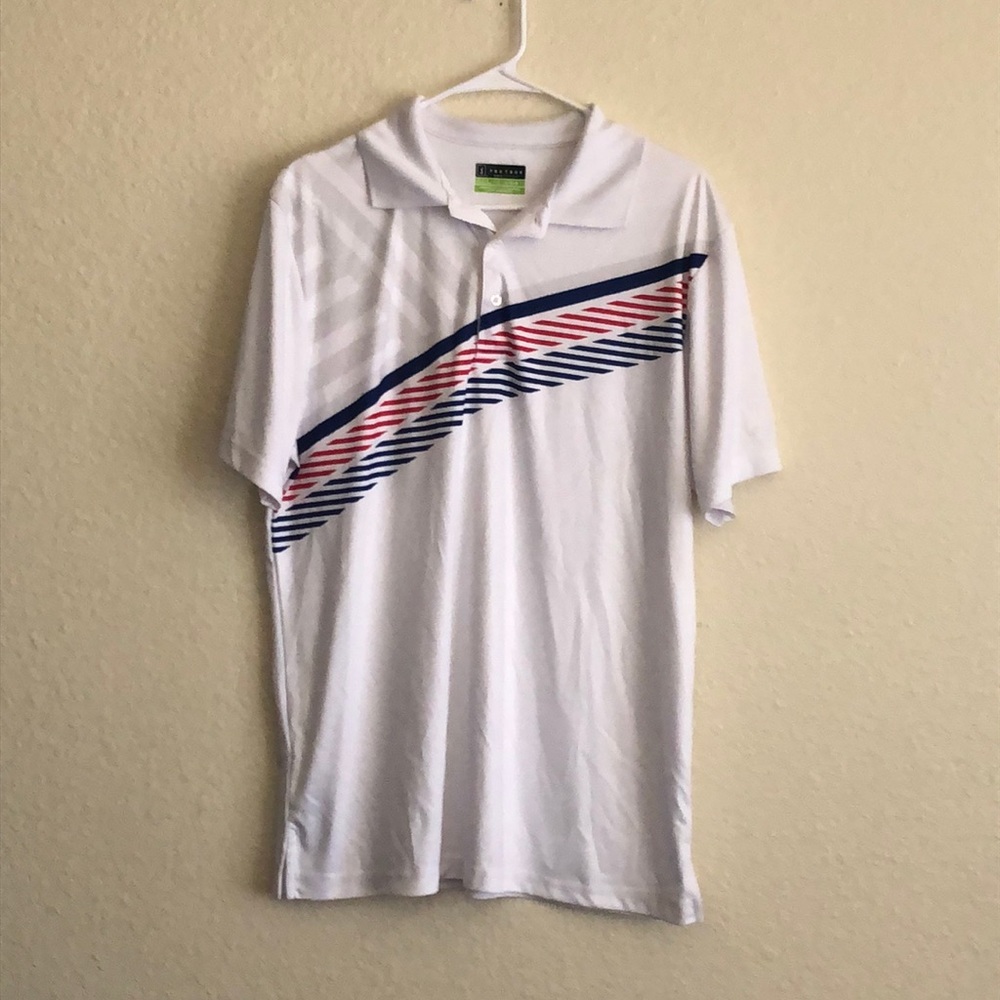 PGA Tour Pro Series White Red Navy Golf Polo Shirt size Large